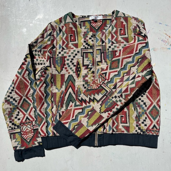 Women's Paramita Jacket Multicolor Aztec L Full Zip BOHO Far East Hippie Fairy - Picture 8 of 16